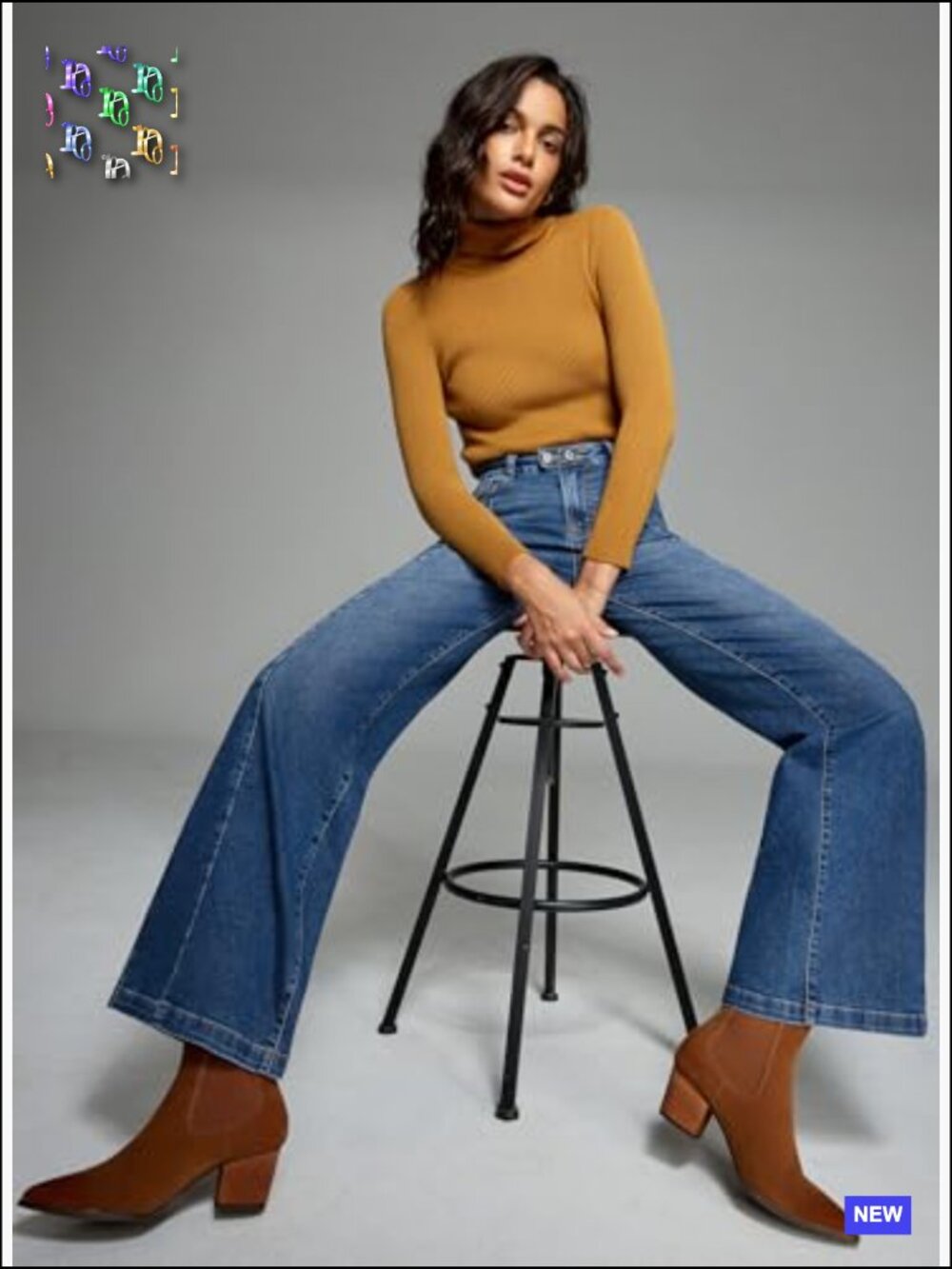 Wide Leg Jeans High Waisted Stretchy Baggy Front Seam Denim Pants Y2K Chic - Picture 4 of 7